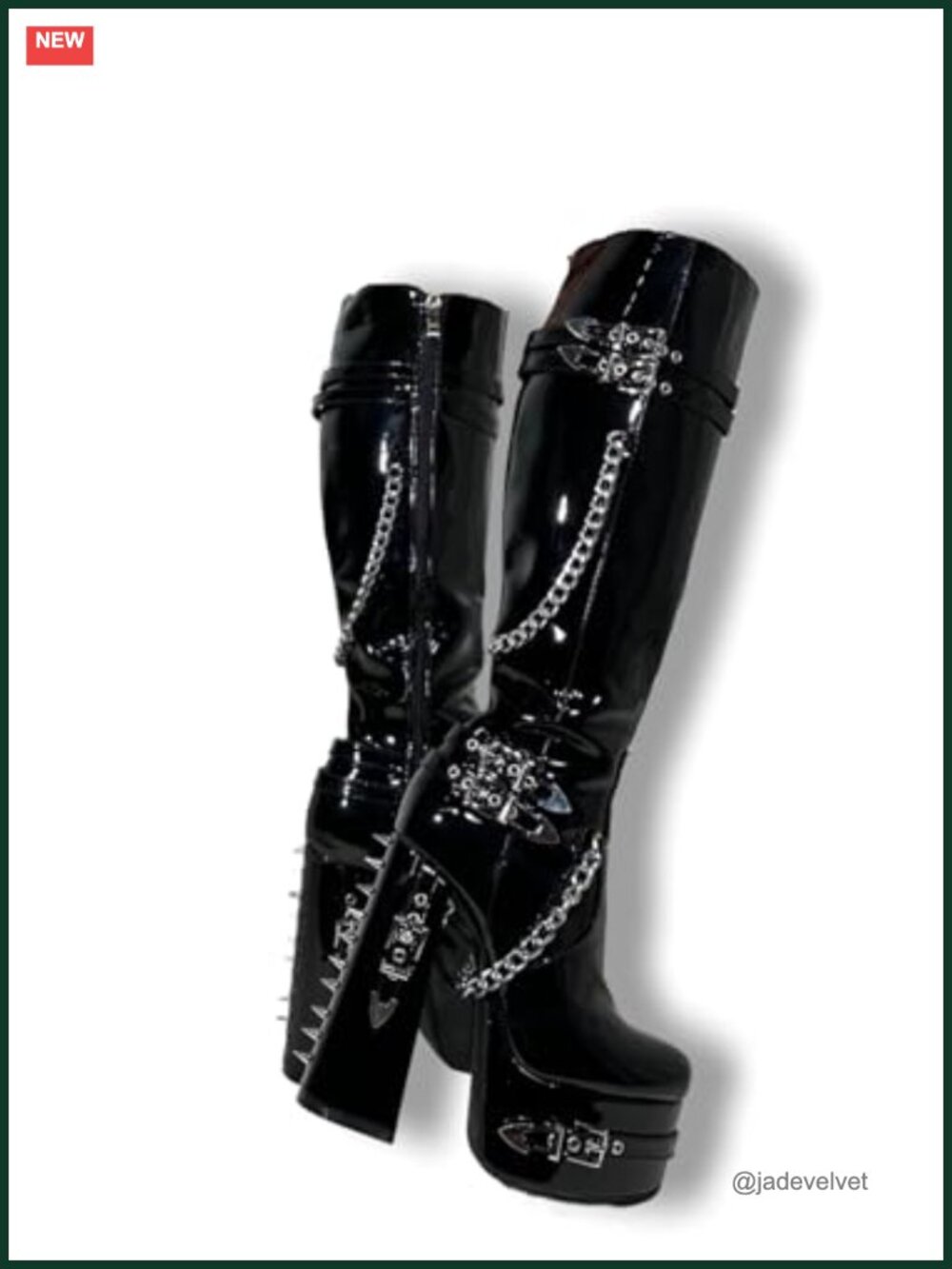 Chunky Platform Knee High Boots, Zip Closure, Wide Calf, 5.9" Heel, Synthetic